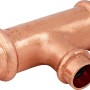 Kupfer Press-Reduzier-T-Stück 22 mm x 15 mm x 22 mm für Kupferrohr-Installationen.