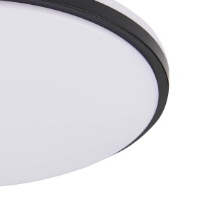 Moderne, runde LED-Deckenleuchte Margidore von Eglo, schwarz umrandet, ideal für Feuchträume.