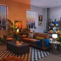 Philips Smart-LED-Leuchtmittel E27: Wohnzimmer mit warmer und kühler RGB-Beleuchtung für individuelle Lichtstimmung.