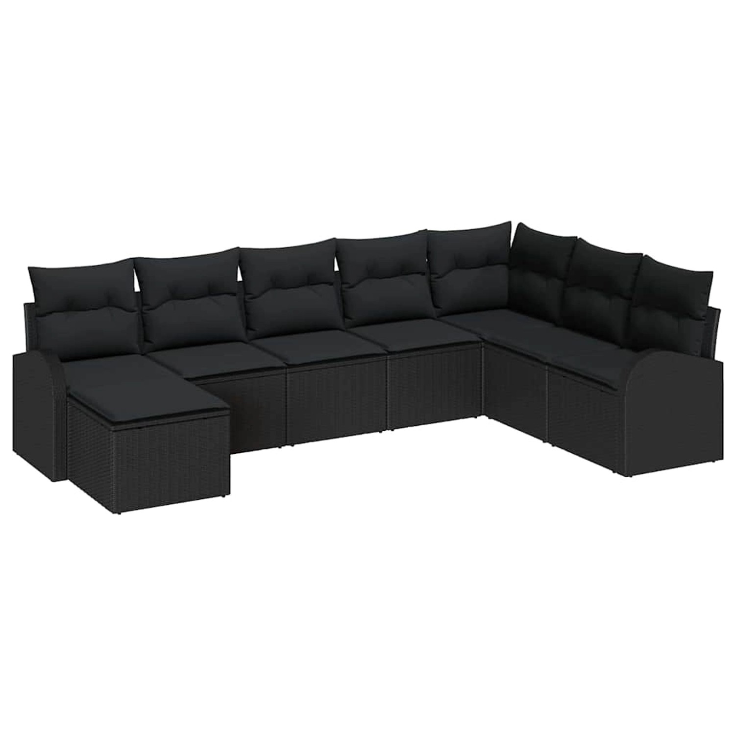 vidaXL 8-Teilige Garten-Sofaset mit Kissen Schwarz Poly Rattan 3346163 günstig online kaufen