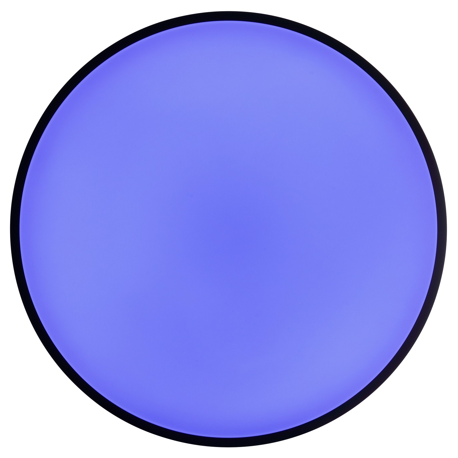 Runde, dimmbare LED-Deckenleuchte Vadin mit RGB-Funktion, weiß-schwarz, Durchmesser 49 cm.