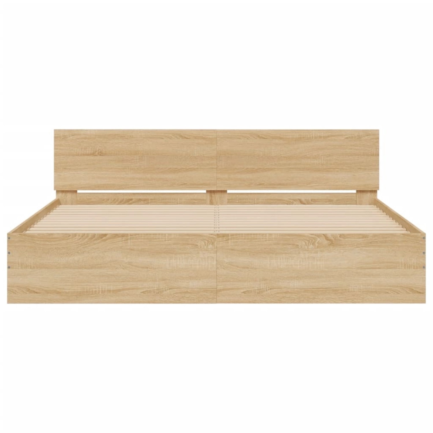 Bettgestell Sonoma-Eiche (200x200 cm) mit Kopfteil. Modernes Design für Schlafzimmer.
