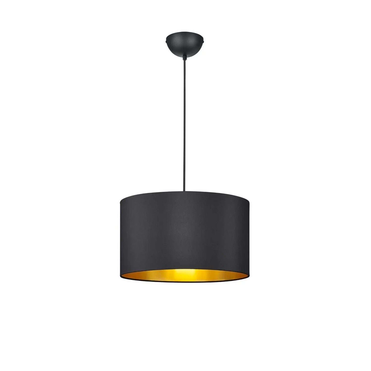 Trio Pendelleuchte Hostel Schwarz Matt Gold 40 cm Stoffschirm