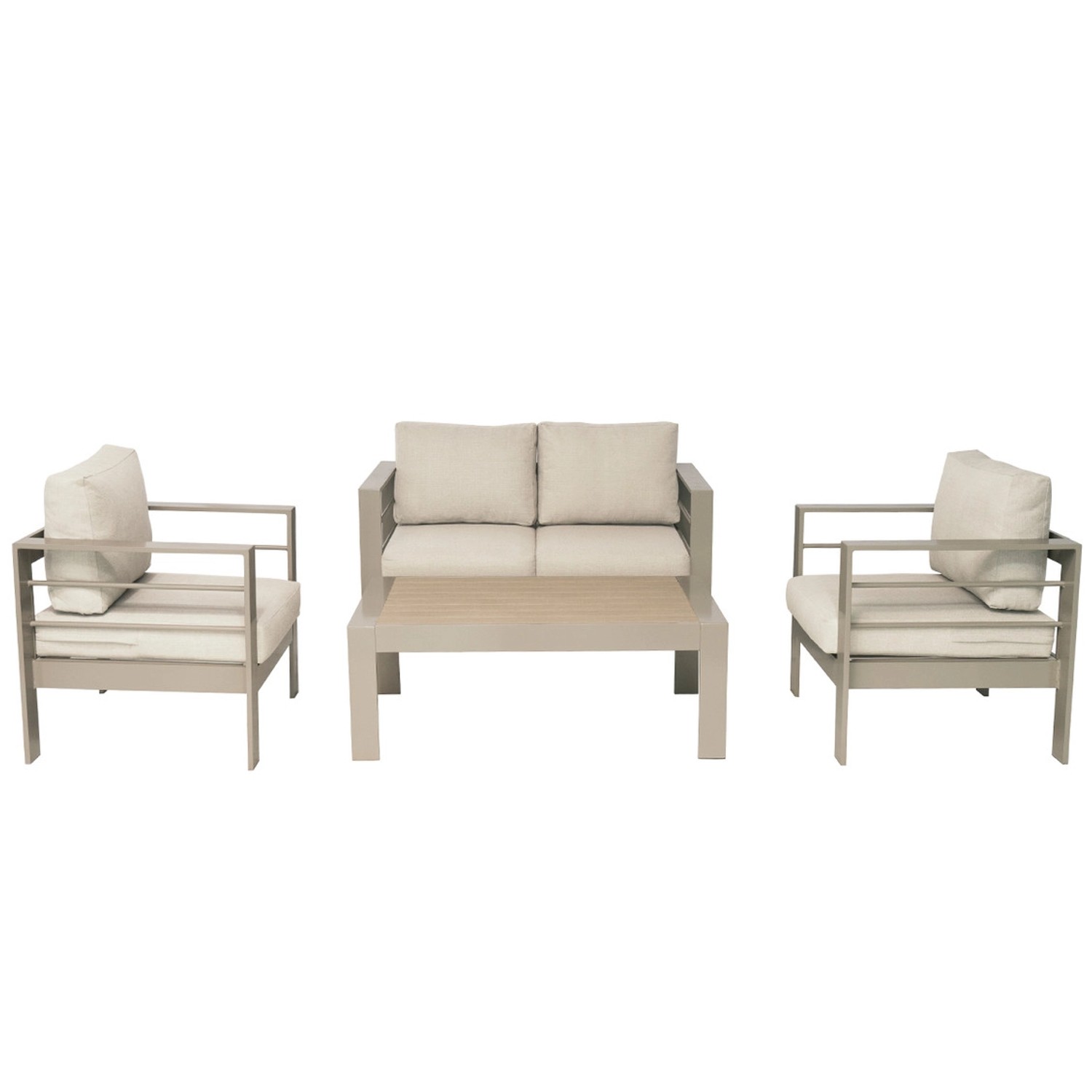 MeXo Gartenmöbel Set aus Aluminium Loungeset für 4 Personen Beige günstig online kaufen