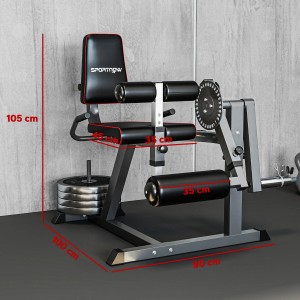 SPORTNOW Beinstrecker in Grau und Schwarz mit Maßen für das Beintraining.