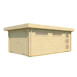Lasita Garage Canberra Set mit Schwingtor, 360x540 cm, unbehandelt. Holzgarage mit Tür und Fenster.