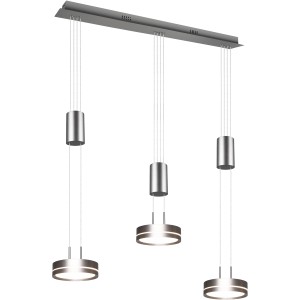 Moderne Trio LED-Pendelleuchte Franklin in Nickel Matt, dimmbar und höhenverstellbar.