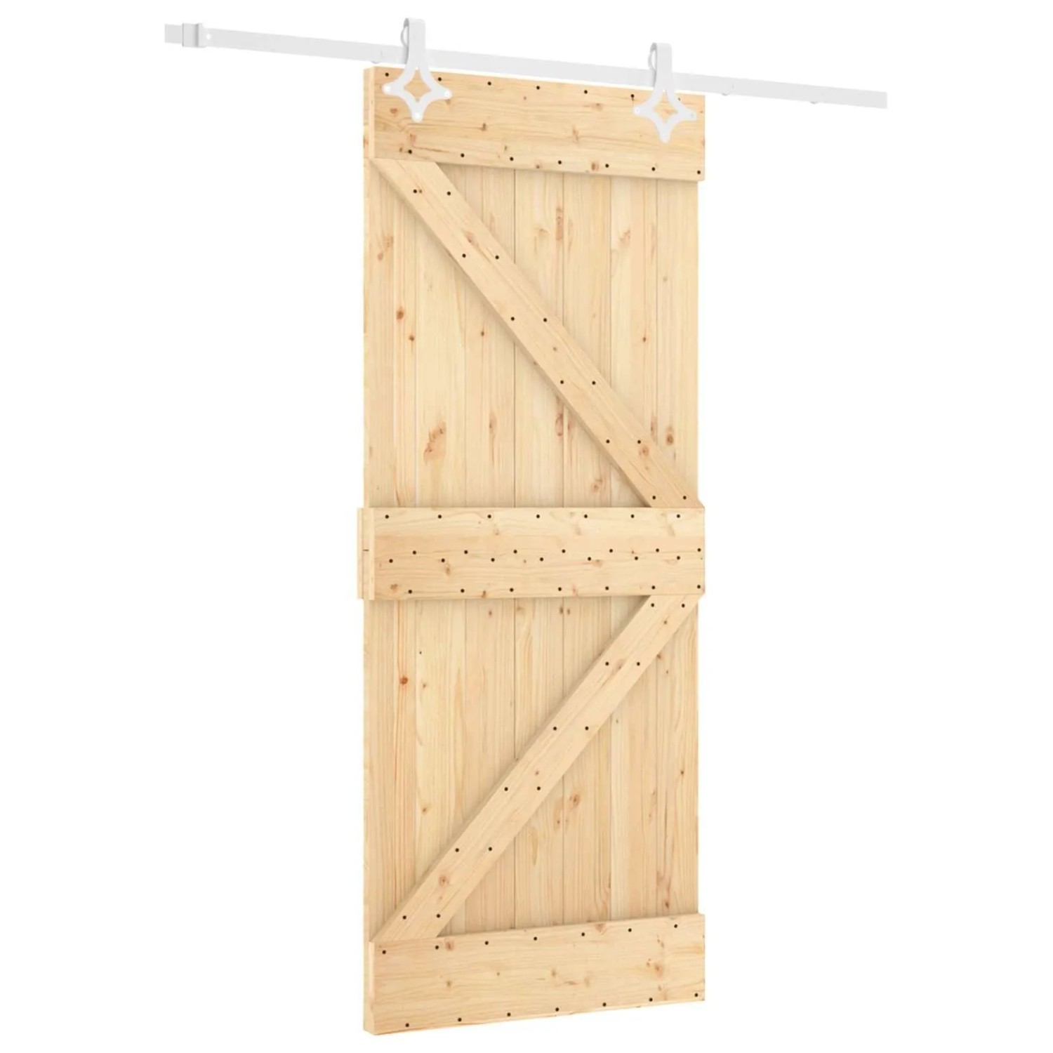 vidaXL Schiebetür Natur und Weiß 80 x 210 cm Massives Kiefernholz 3445081