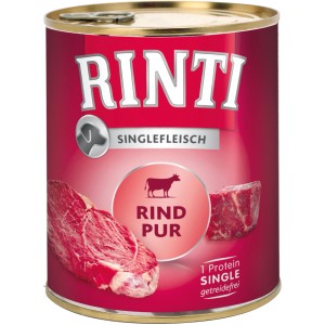 Rinti Singlefleisch Rind, 800g Dose Hunde-Nassfutter mit Rindfleisch für sensible Hunde.
