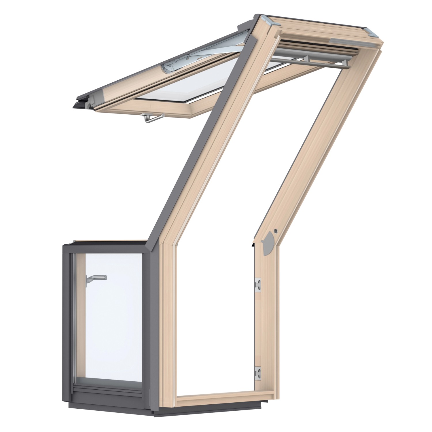 Velux DachbalkonTürelement Klar Lackiert 109 cm x 78 cm DIN Rechts