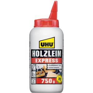 Uhu Holzleim Express, 750g Flasche. Schnell trocknender Kleber für Holz.
