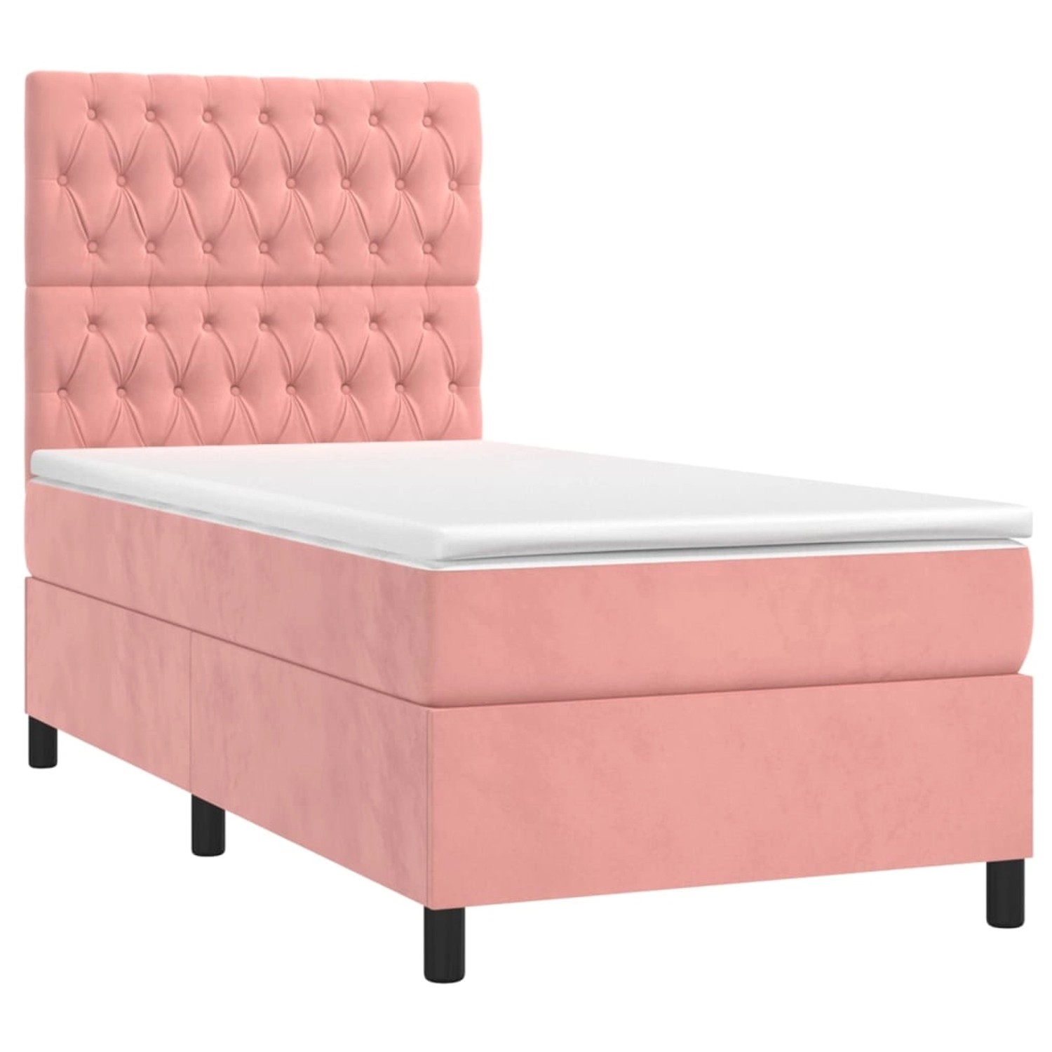 vidaXL Boxspringbett mit Matratze & LED Rosa 100x200 cm Samt 3136292 günstig online kaufen