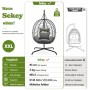 Grauer Sekey Hängesessel mit Gestell, Rattan-Korb & Kissen. Klappbar, 150 kg belastbar. Ideal für Garten, Balkon, Indoor.