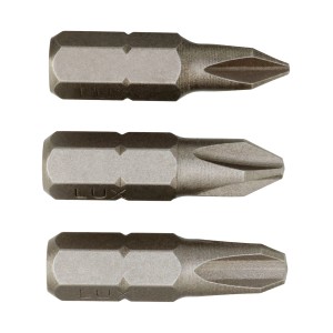 LUX Bit-Satz Standard, 3-teilig: PH1, PH2, PH3 Kreuzschlitz-Bits für Schraubarbeiten.