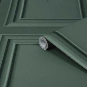 Laura Ashley Vliestapete Redbrook Wood Panel in Grün mit Holzvertäfelung Optik.