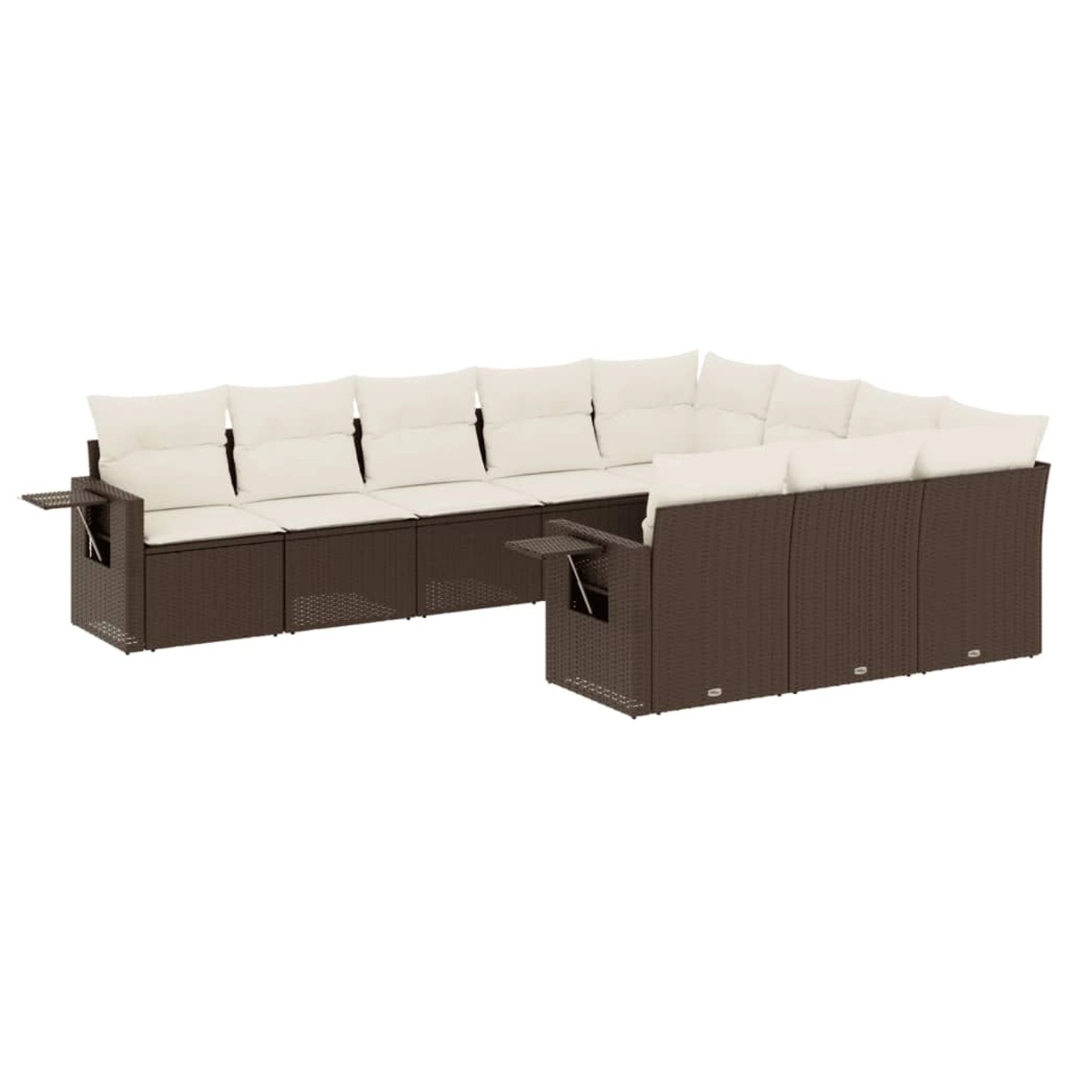 vidaXL 10-Tlg Garten-Sofagarnitur mit Kissen Braun Poly Rattan 3253030 günstig online kaufen