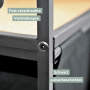 Detailaufnahme: Schwarzes, pulverbeschichtetes Stahlgestell des holz4home Wäschekorbs mit Schraubverbindung.