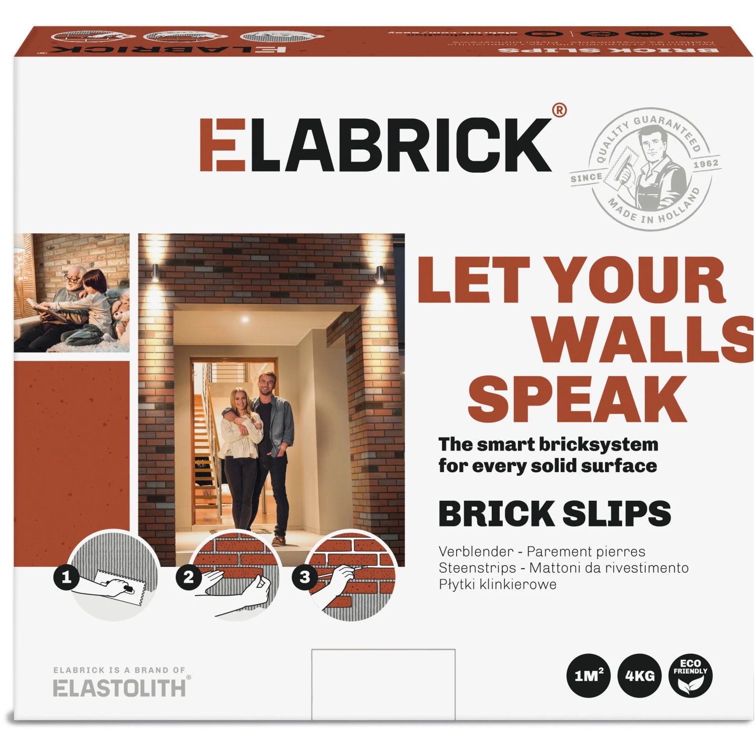 Elabrick Verblender Dover, weiße Riemchen für Innen & Außen. Fassadenverkleidung im Stein-Look.