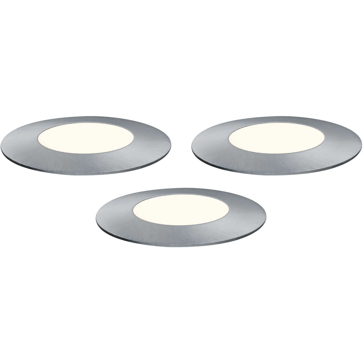Paulmann Plug&Shine: 3 Bodeneinbaustrahler, Edelstahl, warmweiß, für Außenbeleuchtungssysteme.