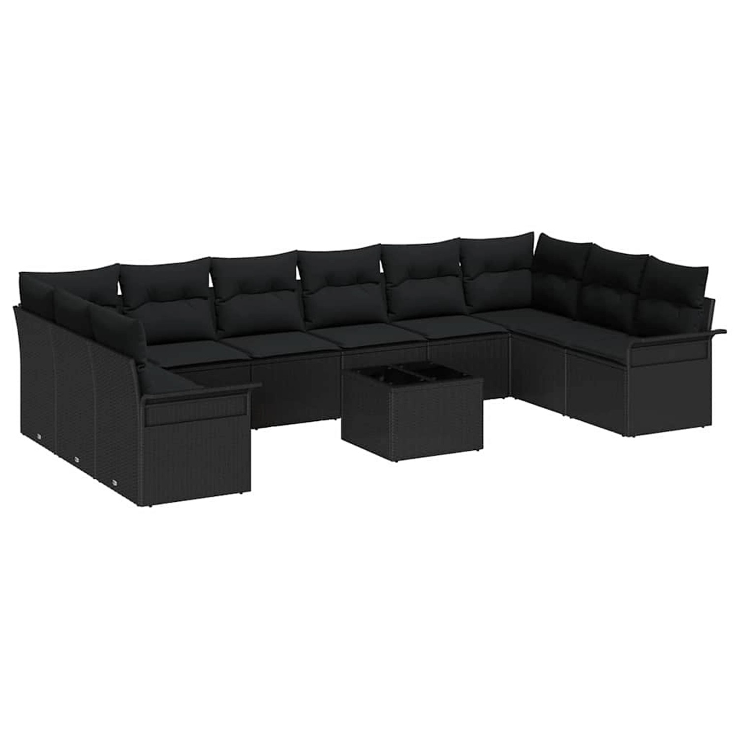 vidaXL Garten-Sofa-Set mit Kissen 11-Tlg Schwarz Poly Rattan 3345553 günstig online kaufen