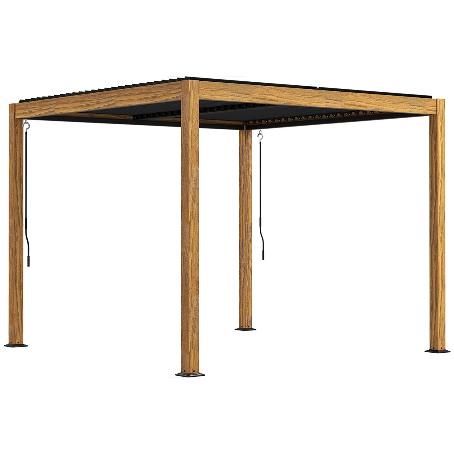 Outsunny Pergola Aluminium Gartenpavillon Naturholz 297L x 297B x 228Hcm günstig online kaufen