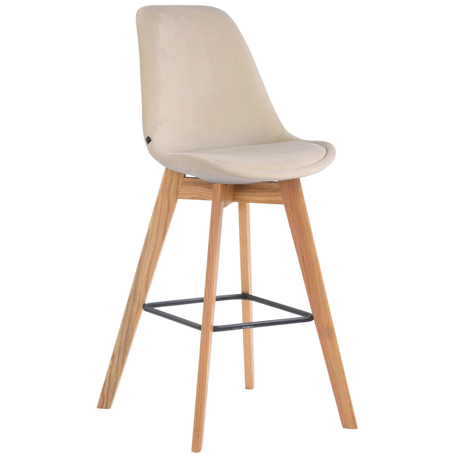 DELUKE Barhocker GIKAR Samt Creme 48x56x112cm Barstuhl Mit Lehne Tresenhocker Tresenstuhl