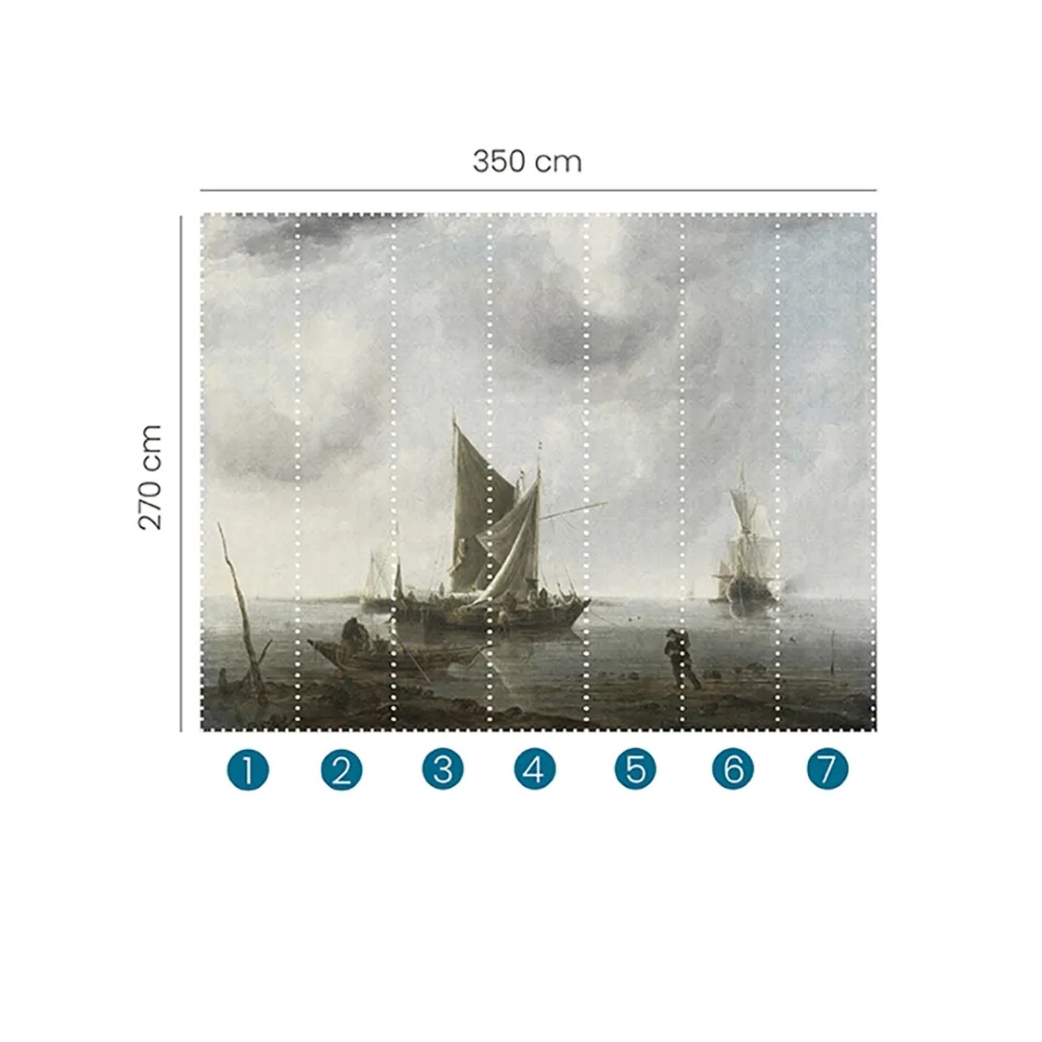 Erismann Fototapete Zooom Anchored Ships mit Segelschiffen auf See, 270x350 cm.