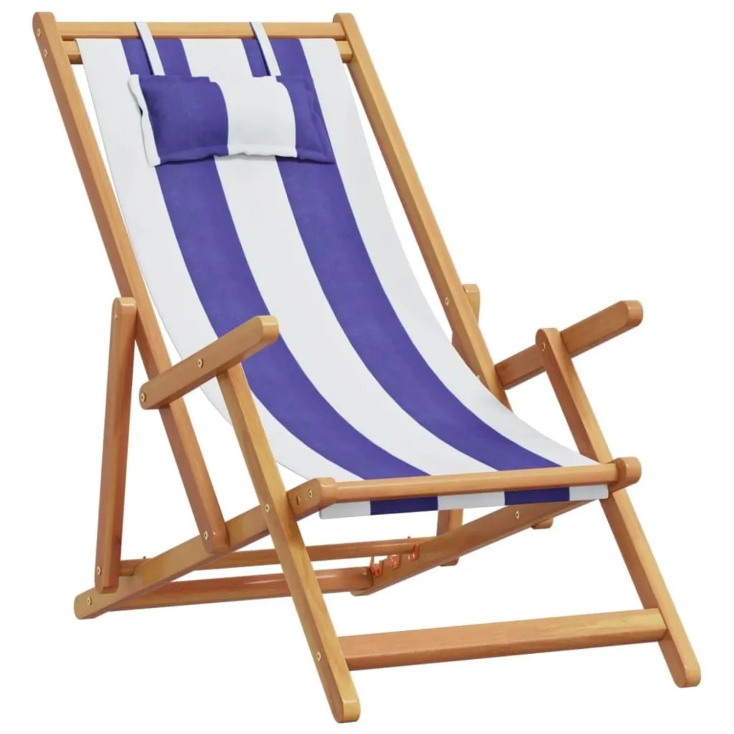 vidaXL Strandstuhl Klappbar Blau Weiß Massivholz Eukalyptus und Stoff 36656 günstig online kaufen