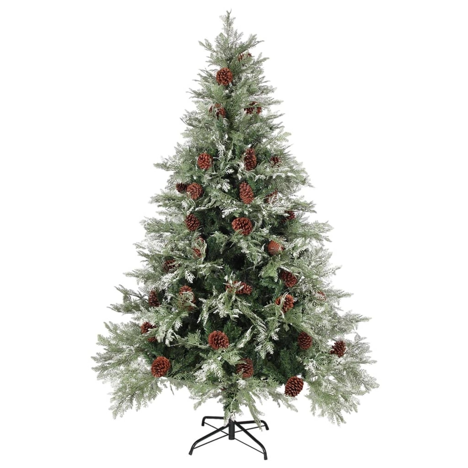 vidaXL Weihnachtsbaum mit Zapfen Grün und Weiß 150 cm PVC   PE