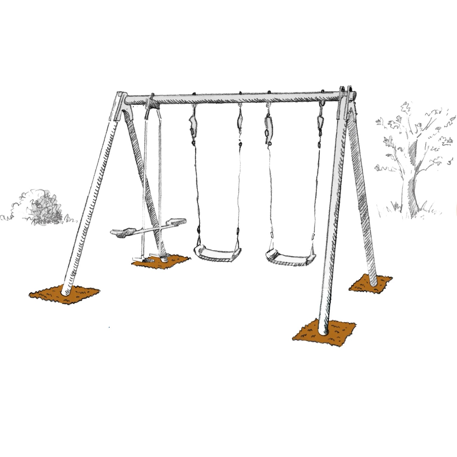 Trigano Bodenanker-Set (4 Stück) für sichere Spielgeräte-Befestigung im Garten.
