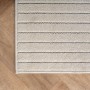 Ayyildiz Kurzflorteppich Nova 1201 Creme, 140x200 cm, mit dezenten Streifen auf hellem Grund.