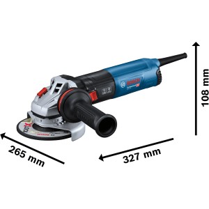 Bosch Professional GWS 14-125 Solo Winkelschleifer mit blauem Gehäuse und Schleifscheibe.