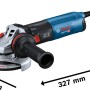 Bosch Professional GWS 14-125 Solo Winkelschleifer mit blauem Gehäuse und Schleifscheibe.