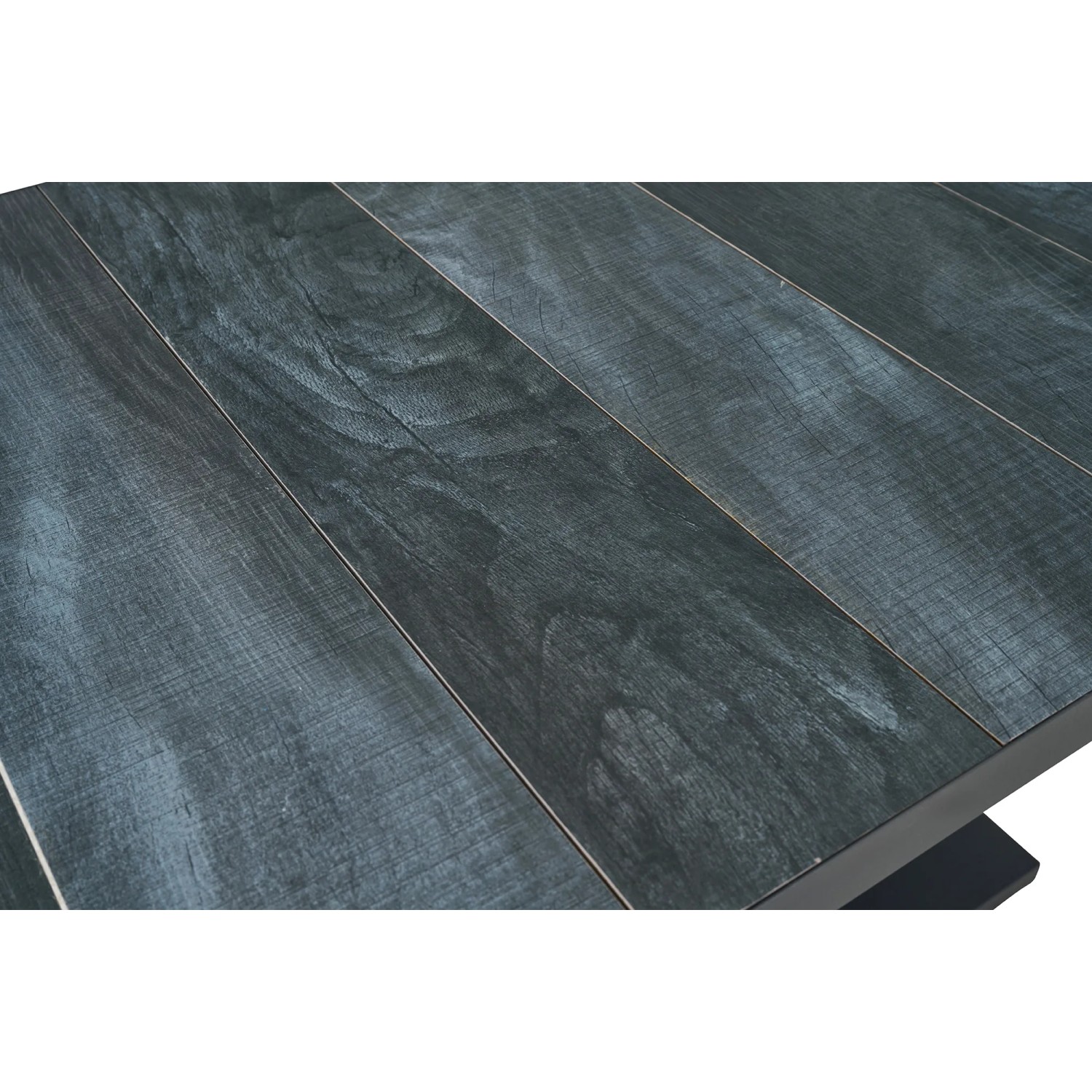 Detailansicht: Rechteckiger Gartentisch Talina von Siena Garden in Wood Grey mit Keramik-Tischplatte.