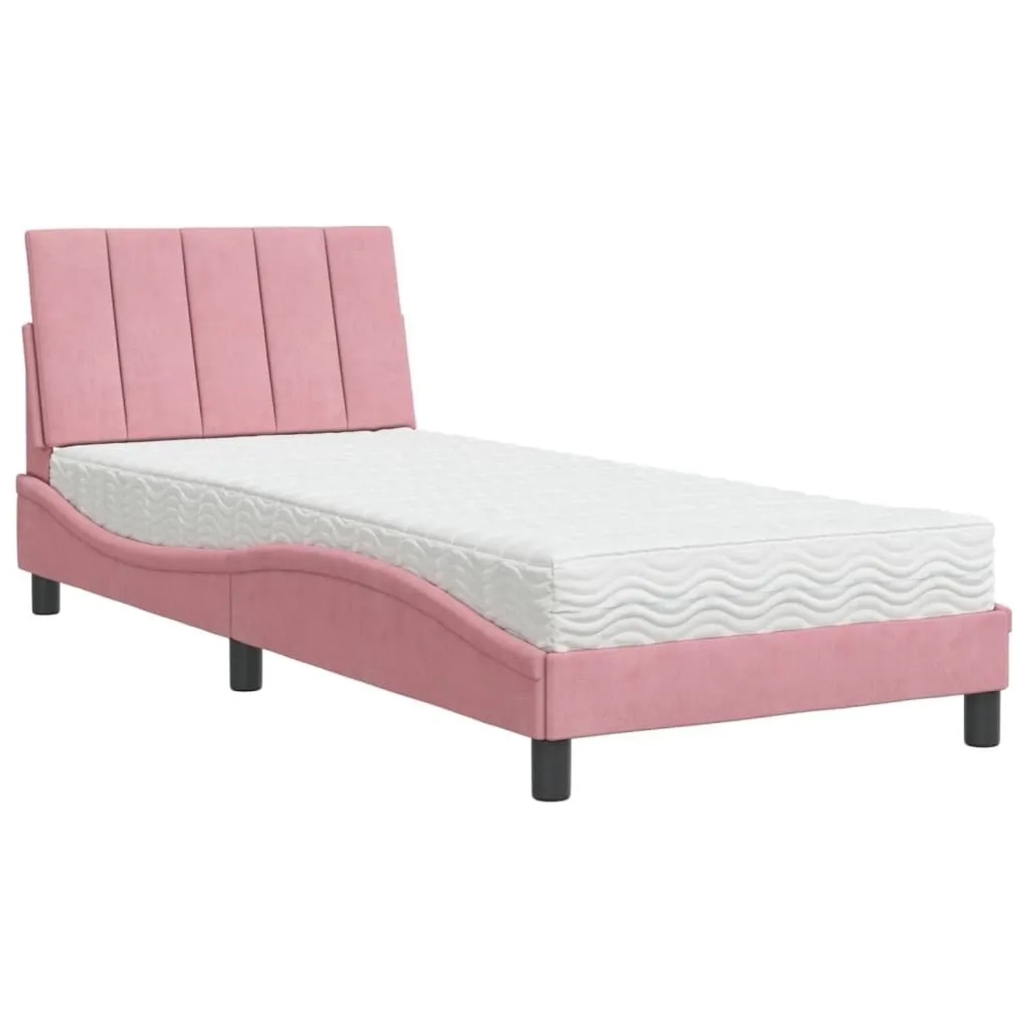 vidaXL Bett mit Matratze Rosa 90x200 cm Samt 3208579