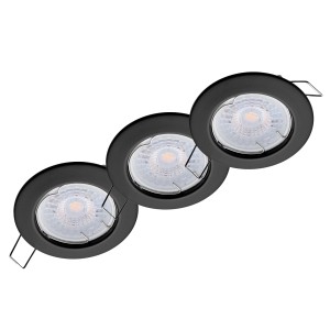 Oktaplex 3er Set LED Einbauleuchte Sedan inkl. LED-Module Warmweiß 380lm 4,8W Schwarz Deckenstrahler