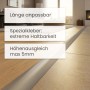 Silberne Dalsys Übergangsleiste selbstklebend, verbindet Laminat & Fliesen. Höhenausgleich bis 5mm für sichere Übergänge.