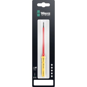 Wera Kraftform Kompakt VDE Schlitz-Wechselklinge 0.4x2.5, rot isoliert, in Blisterverpackung. Werkzeug-Sets.