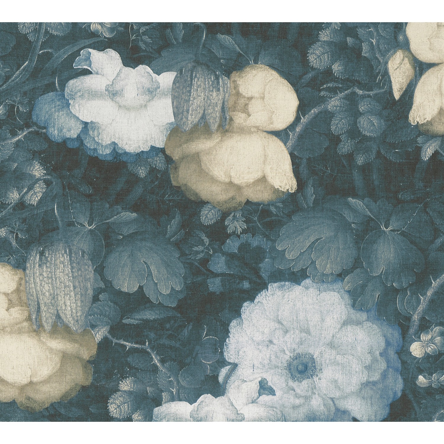 Vliestapete Metropolitan Stories Blumen Matt Leicht Strukturiert Blau Grün FSC®