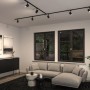Paulmann URail Schienensystem mit schwarzen Luxe Spots im Wohnzimmer. Moderne LED-Deckenbeleuchtung, matt schwarz.