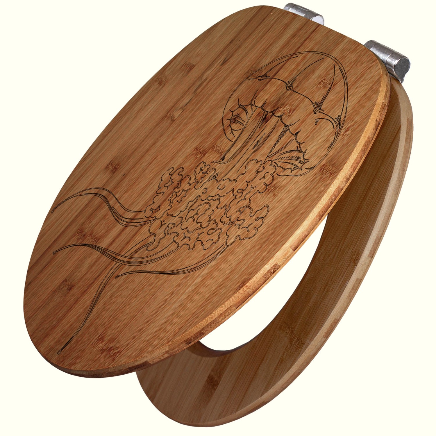 Banjado WC Sitz Bambus Holz Mit Gravur Toilettendeckel Mit Absenkautomatik günstig online kaufen