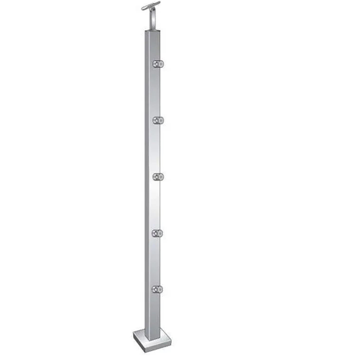 FeNau Geländerpfosten Edelstahl AISI 304 1000 mm 40x40 mm Oberverankerung Schliff K320