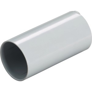 Helle, graue Muffe EN40 für Isolierrohre aus Kunststoff zur Verbindung von Rohren.