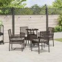 Braune 5-tlg. vidaXL Garten Essgruppe aus Poly Rattan mit Tisch und Stühlen.