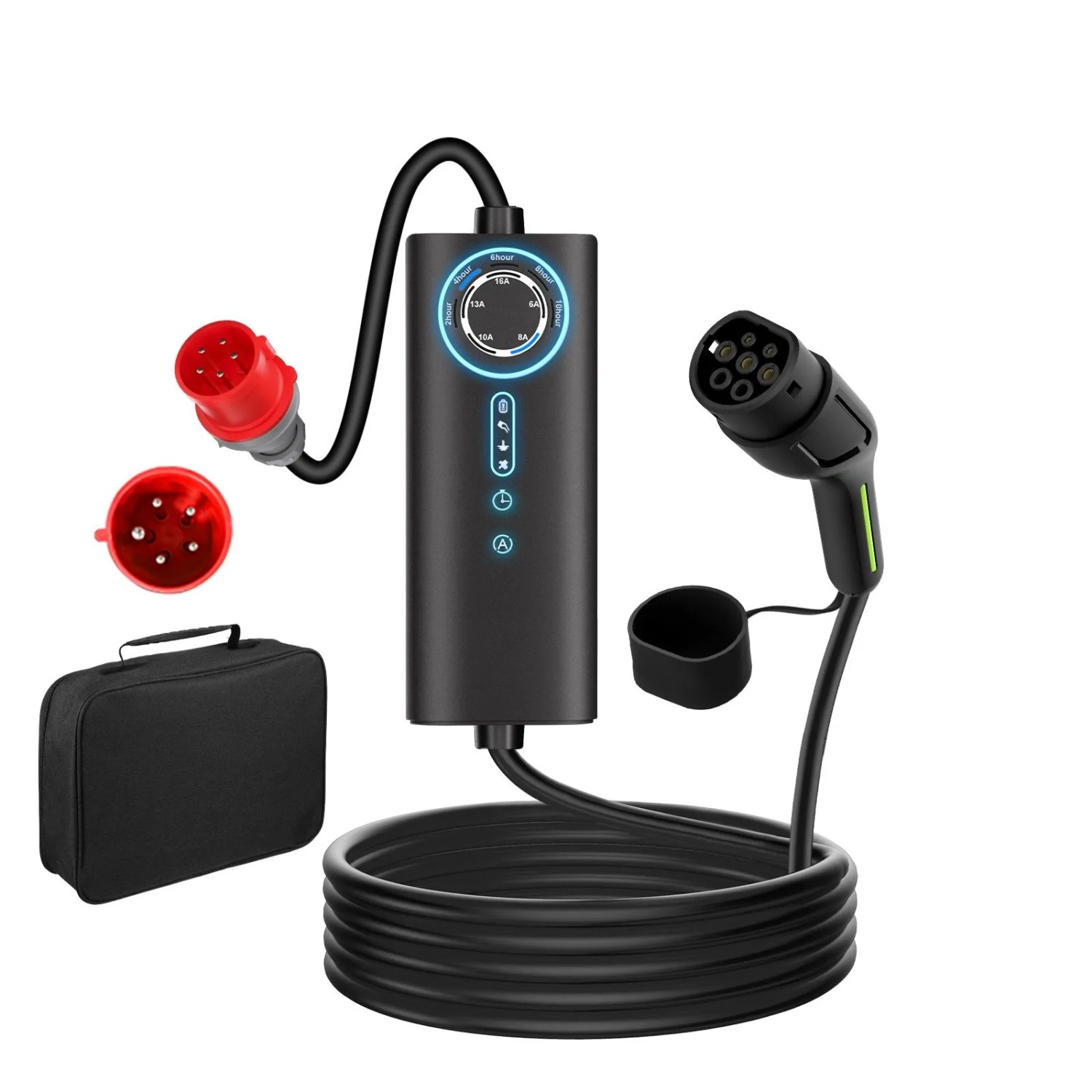 Junsun 11kW Typ 2 EV-Ladegerät 10m Kabel 3-phasig Inkl. Tasche Flexibler Stromanpassung 6-16A