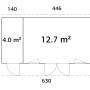 Grundriss Palmako Holz-Gartenhaus Pultdach, 586x300 cm, 16,7 m².