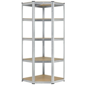 Juskys Eckregal Corner Basic, verzinktes Metall mit 5 Böden. Lagerregal für Keller, Garage oder Werkstatt.