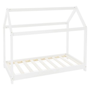 Weißes ML-Design Kinderbett 70x140 cm im Hausbett-Design mit Lattenrost.