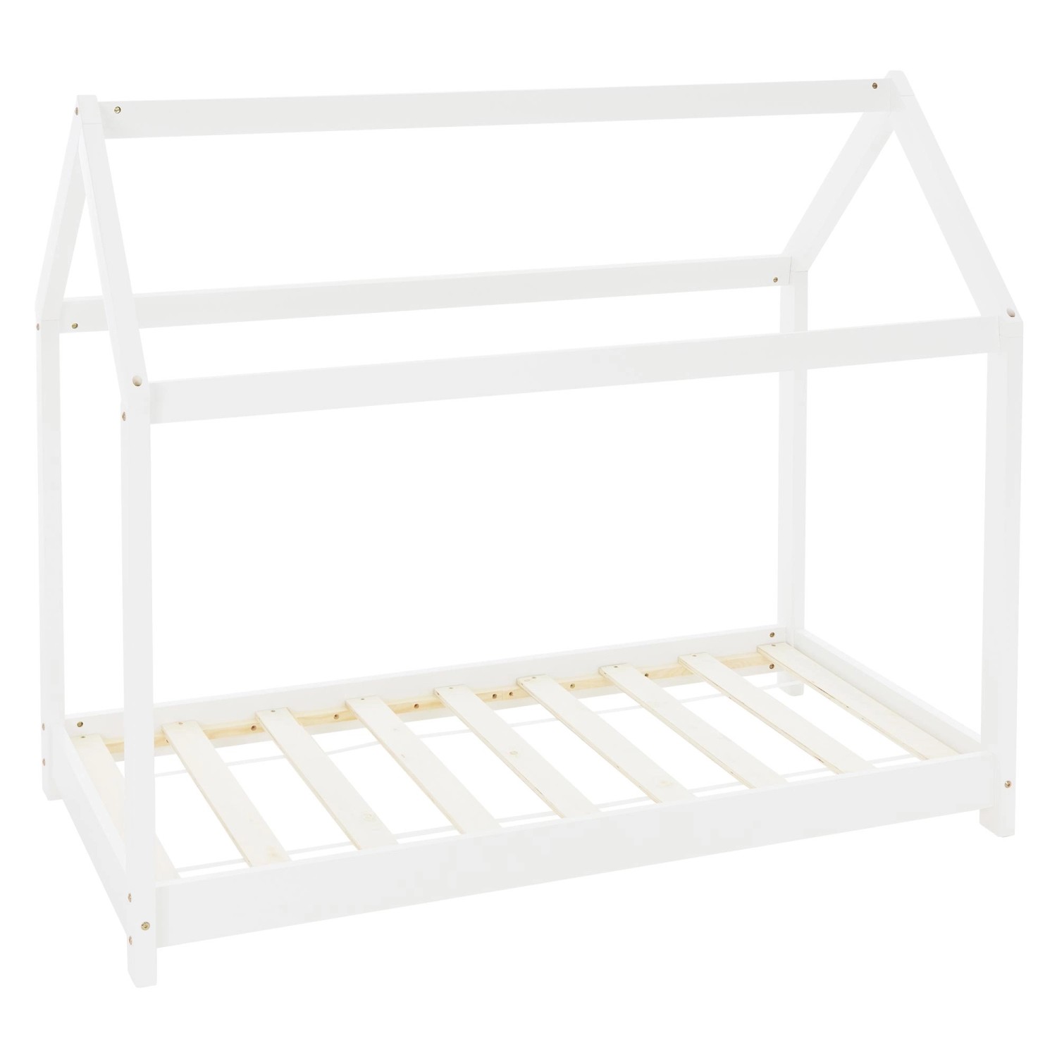 ML-Design Kinderbett 70x140 cm mit Dach und Lattenrost Weiß Hausbett