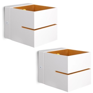 2er Set KOURA Wandleuchten in Weiß/Gold für Innen, Up & Down Licht, G9 Fassung.